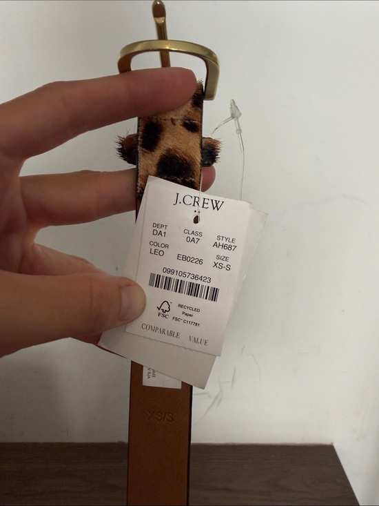 NWT / J.CREW LEATHER Leopard Calf Hair Belt XS/S